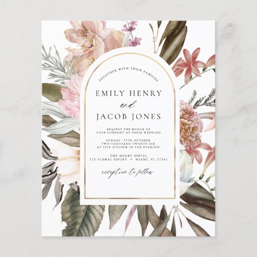 Budget Burgundy Boho Floral All in One Wedding (Vorderseite)