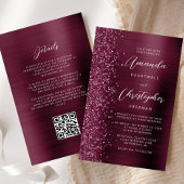 Budget Burgundy Brushed Metal QR Code Hochzeit