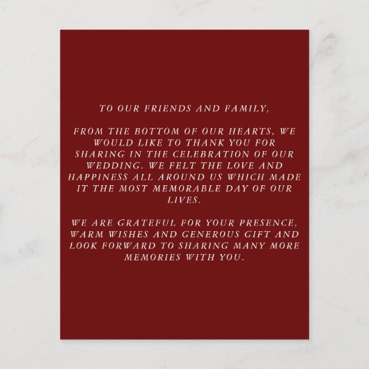 BUDGET Burgundy Danke Karte (Hinten)