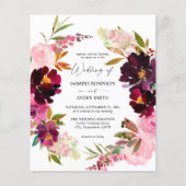 Budget Burgundy Dusty Pink Floral 5 Hochzeitspapie (Vorderseite)