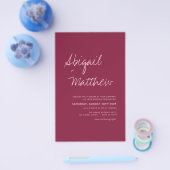 Budget Burgundy Einfache moderne Hochzeitseinladun Flyer (Einzeln)