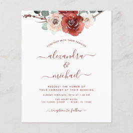 Budget Burgundy Eukalyptus Wedding Fall Flyer