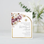 Budget Burgundy Fall Bat Mitzvah Foto Einladungen (Stehend Vorderseite)