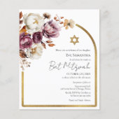 Budget Burgundy Fall Bat Mitzvah Foto Einladungen (Vorderseite)