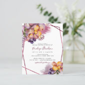 Budget Burgundy Fall Floral Brautparty Einladung (Stehend Vorderseite)