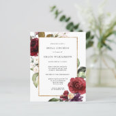 Budget Burgundy Floral Bridal Luncheon Einladung (Stehend Vorderseite)