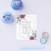 Budget Burgundy Floral Frame Wedding Einladung Flyer (Einzeln)