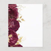 Budget Burgundy Floral Gold Script Einladung (Rückseite)