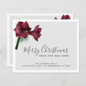 Budget Burgundy Floral Holiday New Address Card (Vorne/Hinten)