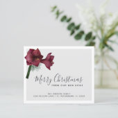 Budget Burgundy Floral Holiday New Address Card (Stehend Vorderseite)