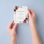Budget Burgundy Floral Rustikal Save the Date Flyer (Gruppe)