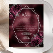 Budget Burgundy Floral Silver Wedding Menü