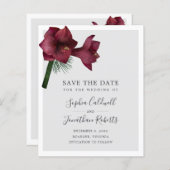 Budget Burgundy Floral Wedding Save the Date (Vorne/Hinten)