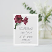 Budget Burgundy Floral Wedding Save the Date (Stehend Vorderseite)