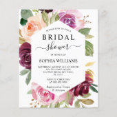 Budget Burgundy Frame Bridal Dusche Einladung (Vorderseite)