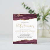 Budget Burgundy Gold Agate 50th Anniversary Invite (Stehend Vorderseite)