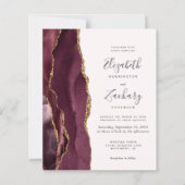 Budget Burgundy Gold Agate Blush Hochzeit Einladun (Vorderseite)