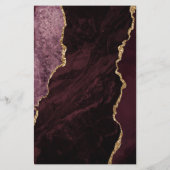 Budget Burgundy Gold Agate Dark Wedding (Rückseite)