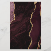 Budget Burgundy Gold Agate Dark Wedding Einladung (Rückseite)