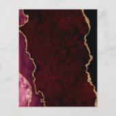 Budget Burgundy Gold Agate Dark Wedding Menü (Rückseite)