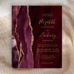 Budget Burgundy Gold Agate Hochzeit Einladung<br><div class="desc">Dieses elegante,  moderne Hochzeitsinklusive besticht durch ein bordeauxrotes Aquarelldesign mit vergoldetem Imitat-Glitzer. Der anpassbare Text kombiniert goldfarbene Handschrift,  Copperplate und kursiven Schriftart. Auf der Rückseite des Hotels befindet sich ein passendes Bordeaux- und Goldagate-Design.</div>