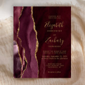 Budget Burgundy Gold Agate Hochzeit Einladung