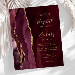 Budget Burgundy Gold Agate Hochzeit Einladung
