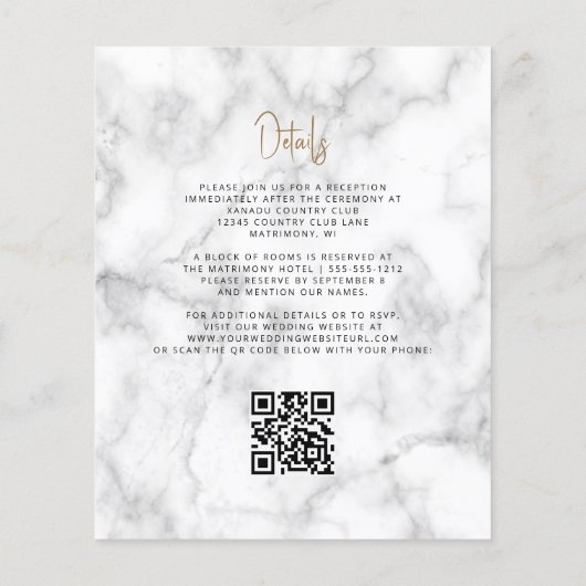 Budget Burgundy Gold Agate Marble QR Code Hochzeit (Rückseite)