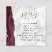 Budget Burgundy Gold Agate Marble QR Code UAWG Begleitkarte (Vorderseite)