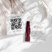 Budget Burgundy Gold Agate Marble QR Code UAWG Begleitkarte