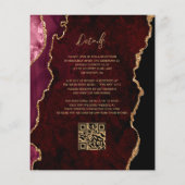 Budget Burgundy Gold Agate QR Code Einladung (Rückseite)
