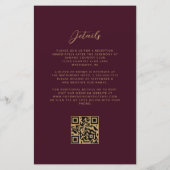 Budget Burgundy Gold Agate QR Code Hochzeit (Rückseite)