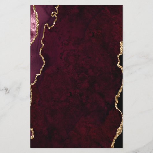 Budget Burgundy Gold Agate Script Einladung (Rückseite)