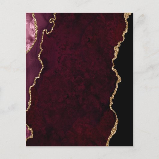 Budget Burgundy Gold Agate Script Einladung (Rückseite)