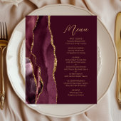 Budget Burgundy Gold Agate Script Wedding Menü