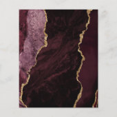Budget Burgundy Gold Agate Script Wedding Menü (Rückseite)
