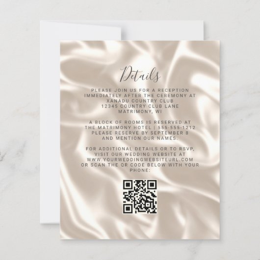 Budget Burgundy Gold Agate Silk QR Code Hochzeit (Rückseite)