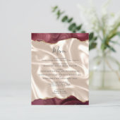 Budget Burgundy Gold Agate Silk Wedding Menü (Stehend Vorderseite)