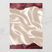 Budget Burgundy Gold Agate Silk Wedding Menu Menükarte (Rückseite)