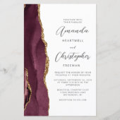 Budget Burgundy Gold Agate Wedding (Vorderseite)