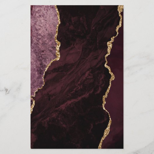 Budget Burgundy Gold Agate Wedding (Rückseite)