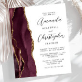 Budget Burgundy Gold Agate Wedding Einladung