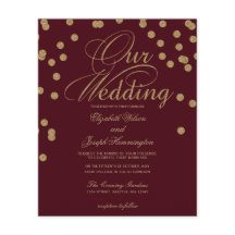 Budget Burgundy Gold Confetti Hochzeit Einladung