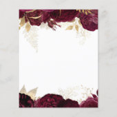 Budget Burgundy Gold Floral Wedding Einladung (Rückseite)