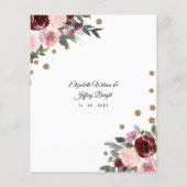 Budget Burgundy Gold Geometric Wedding Einladung (Rückseite)