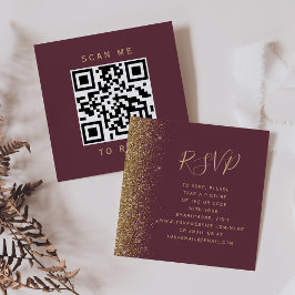 Budget Burgundy Gold Glitzer Hochzeit QR Code UAWG Begleitkarte