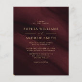 BUDGET Burgundy & Gold Minimal Hochzeitseinladung (Vorderseite)