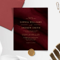 BUDGET Burgundy & Gold Minimal Hochzeitseinladung