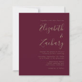 Budget Burgundy Gold QR Code Hochzeit einladen (Vorderseite)