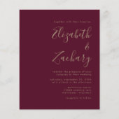 Budget Burgundy Gold QR Code Hochzeit einladen (Vorderseite)